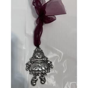 Vintage Brighton Raggedy Ann Silver Metal Christmas Ornament